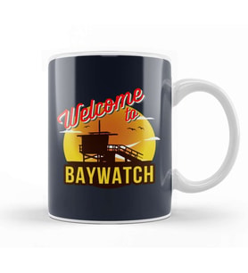 Welcome To Baywatch Lifeguard Tower Sunset Kupa Bardak Porselen