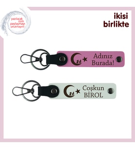 Kuzene Şık Hatıra – Çocuk Ve Ayyıldız Temalı Kişiselleştirilebilir Anahtarlık, Pembe-Beyaz