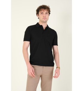 Giyim Dünyası Erkek Dokulu Cepli Polo Yaka T-Shirt Siyah