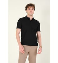 Giyim Dünyası Erkek Dokulu Cepli Polo Yaka T-Shirt Siyah