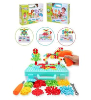  DZC KUZENLER AVM 3d Eğitici Matkap Hayvanlar Ve Geometrik Şekiller Seti 340 Parça  (Renksiz)