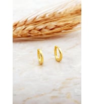 12 Mm Taşsız Altın Kaplama Gümüş Halka Küpe 7146