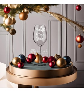 Happy New Year Beyaz Bardak  Cam Etiketi  4 adet  -Yenİ Yıl Etiketi-T602