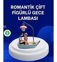 Romantik Sandal Üzerinde Çift Figürü Led Gece Lambası Masa Dekoru
