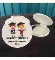 Hediyelik Ayna - Mezuniyet Hatırası Öğrenci Tasarım Baskılı Cep Aynası - 5 Adet