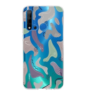 Huawei P20 Lite 2019 Uyumlu Kapak Abstrackt Tasarımlı Şeffaf Silikon Kılıf