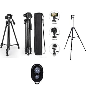 Bluetooth Kumandalı Uzaktan Çekim Profesyonel Kamera Tripod 140 Cm Telefon Tutucu Tripot Büyük Metal 360 Der. Slr Dvd Kamera Projeksiyon Tripotu (Bluetooth Kumandalı)