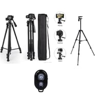 Bluetooth Kumandalı Uzaktan Çekim Profesyonel Kamera Tripod 140 Cm Telefon Tutucu Tripot Büyük Metal 360 Der. Slr Dvd Kamera Projeksiyon Tripotu (Bluetooth Kumandalı)