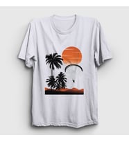 Presmono Unisex Beyaz Freedom Sunset Paragliding T-Shirt 508743tt