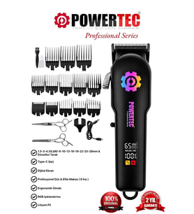 Powertec TR-2900 Profesyonel RGB'li Tıraş Makinesi & Makas Hediyeli