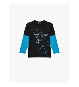Koton Dinozor Baskılı Antrasit Erkek Çocuk Sweatshirt 6WKB10388TK