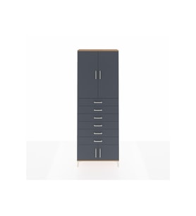 Arges Dolap 3 Raflı 6 Çekmeceli 4 Kapaklı 88x30x243 Çam-Antrasit