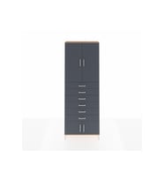 Arges Dolap 3 Raflı 6 Çekmeceli 4 Kapaklı 88x30x243 Çam-Antrasit