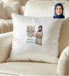 Kişiye Özel Karikatürlü Best Mom Ever Anneye Hediye Yastık Anneler Günü Hediyesi