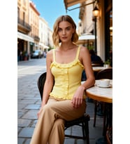 Kadın Bluz Crop Havuz Yaka Kolsuz Fitted Kesim İnce Triko Düz Desenli Tek Plaka Dokuma Yapısına