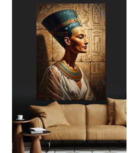 Antik Mısır Kraliçesi Nefertiti Portresi Dekoratif Kanvas - Mdf Ahşap Tablo