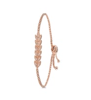 Özel Zirkon Taşlı Asansörlü Ayarlanabilir Yaprak Modelli Bileklik BLK-M7028 (Rose)