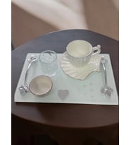 Adore Gümüş İncili Söz Kahve Tepsisi (Gümüş)