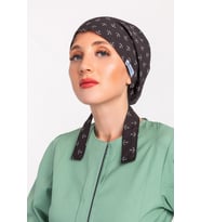 Çapa Desenli Doktor Hemşire Hastane Aşçı Cerrahi Tesettür Bone (Siyah)