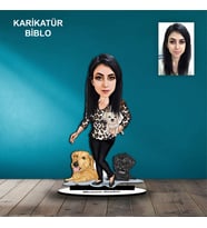 KİŞİYE ÖZEL KADIN HAYVANSEVER TASARIMLI KARİKATÜR BİBLO B78