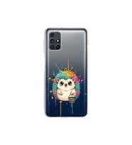 Samsung Galaxy M31s ile Uyumlu Splash Kirpi Tasarımlı Şeffaf Silikon Kılıf