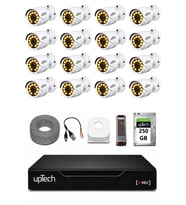 UPTECH Full HD 16 Kameralı Gece Renkli Görüş Su Geçirmez Güvenlik Kamera Seti 250 GB HDD 2239