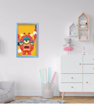BK Home Tatlı Canavar Tasarımlı Dekoratif Mavi Ahşap Çerçeveli Çocuk Odası Tablo-3
