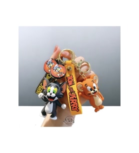 Yeni Lüks Üç Boyutlu Silikon Tom&jerry Çift Anahtarlık Çanta Aksesuarı Ve Çocuk Oyuncağı