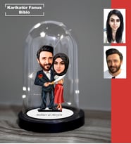 KİŞİYE ÖZEL EVLİ, SEVGİLİ, ÇİFT , GELİN DAMAT TESETTÜRLÜ TASARIMLI IŞIKLI KARİKATÜR FANUS BİBLO FN14