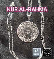 🙏Nur Al-Rahma Çelik Kolye 🎨 Gümüş Renk (25)