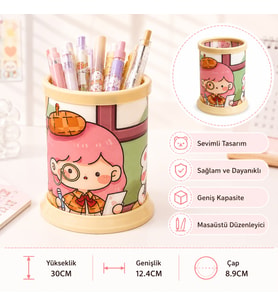 Kawaii Teddy Ayıcık Rabbit Tavşan Desenli Masaüstü Kalemlik Organizer – Geniş Kapasiteli Sevimli Kırtasiye Düzenleyici