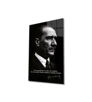 Atatürk Portre Cam Tablo Modern Ev Ofis Salon Hediyelik Büyük Tablo Duvar Dekoru (Çok Renkli)