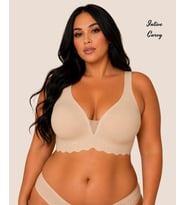 Intive Curvy Önü Transparan Tüllü Nefes Alabilir Büyük Beden Dikişsiz Sütyen (XL-4XL)