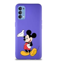 Oppo Reno 4 Soft Premier Kapak Mickey Mouse-C Tasarımlı Silikon Kılıf - Mor (Şeffaf)