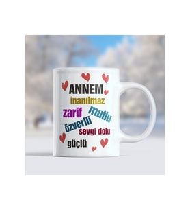 Anneler Gününe Özel Hediye Seramik Beyaz Kupa Bardak  1 Adet