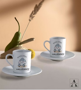 Genciz Çıtırız Hallederiz Tasarımlı 2'li Türk Kahvesi Fincan Seti