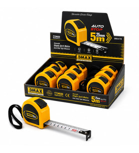 12 ADET 5MT X 25MM OTOMATİK ÇELİK ŞERİT METRE STOPLU (5343)