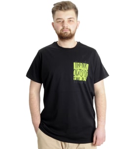 Mode XL Büyük Beden Erkek T-shirt OUTSIDE 23106 Siyah