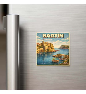 Bartın Şehri - Pop-Art Travel - 9x9 cm Buzdolap Magneti