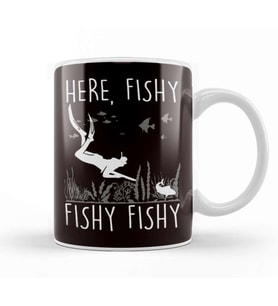 Funny Spearfishing Freedive Fishing Hunting Spearfisher Fish Kupa Bardak Porselen
