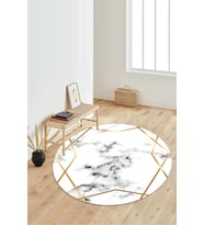 Dijital Baskılı Kaymaz Taban Yıkanabilir Yuvarlak Salon Halısı Koridor Halısı Paspas NDY-HT-326 (Gold)