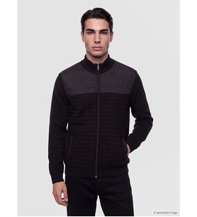 LCWAIKIKI Classic Siyah Regular Fit Dik Yaka Erkek Triko Hırka