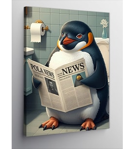 Kanvas Tablo Gazete Okuyan Penguen