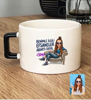 Kişiye Özel Karikatürlü Benimle İlgili Efsaneler Lüks Fincan Doğum Günü Hediyesi