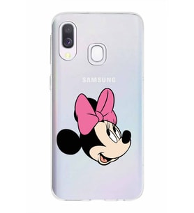 Samsung Galaxy A40  Kapak Minnie Mouse Tasarımlı Şeffaf Silikon Kılıf