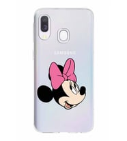 Samsung Galaxy A40  Kapak Minnie Mouse Tasarımlı Şeffaf Silikon Kılıf