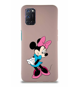 Oppo A72 Soft Premier Kapak Minnie Mouse-F Tasarımlı Silikon Kılıf - Pudra (Şeffaf)
