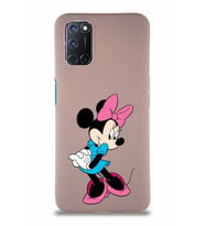 Oppo A72 Soft Premier Kapak Minnie Mouse-F Tasarımlı Silikon Kılıf - Pudra (Şeffaf)