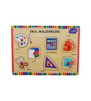Playwood Ahşap Tutmalı Okul Malzemeleri Puzzle ONY196/197