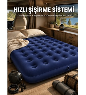 Çift Kişilik Şişme Yatak Dayanıklı Vinil Kamp ve Misafir Kullanımına Uygun